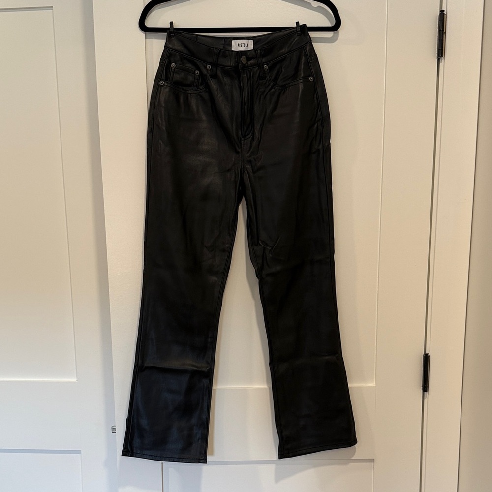 Pistola Faux Black Leather Pants